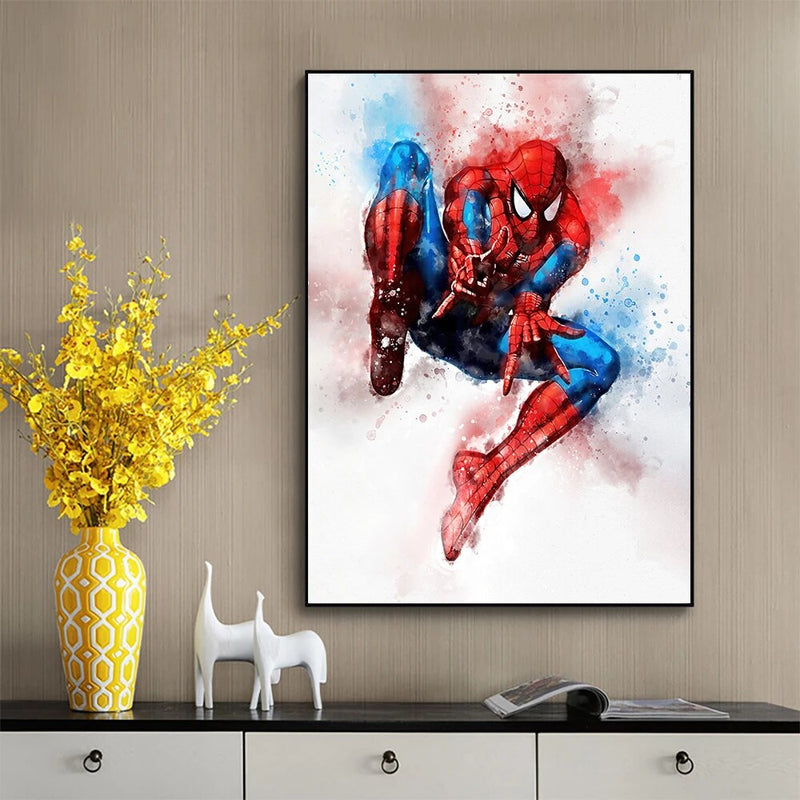 Tela e pôster aquarela dos personagens da Marvel para decoração