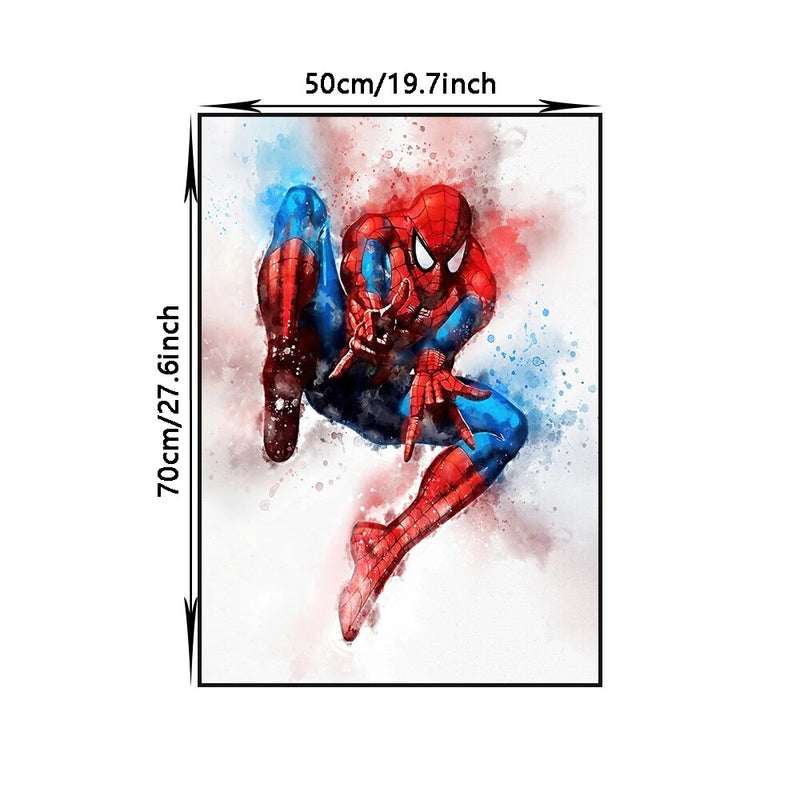 Tela e pôster aquarela dos personagens da Homem Aranha para decoração